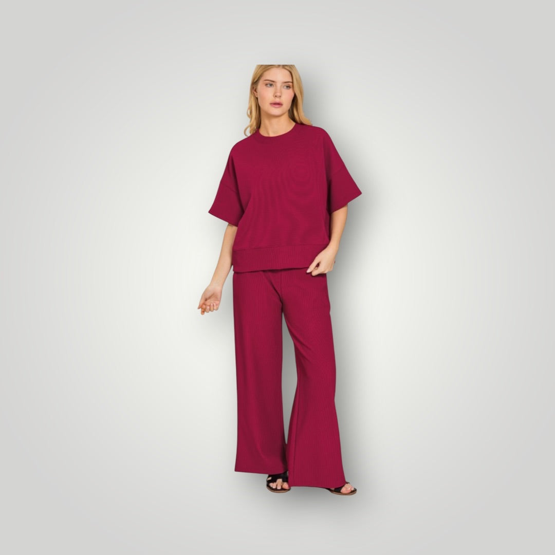 Cabernet Zenana Pants Set Outfit, Medium